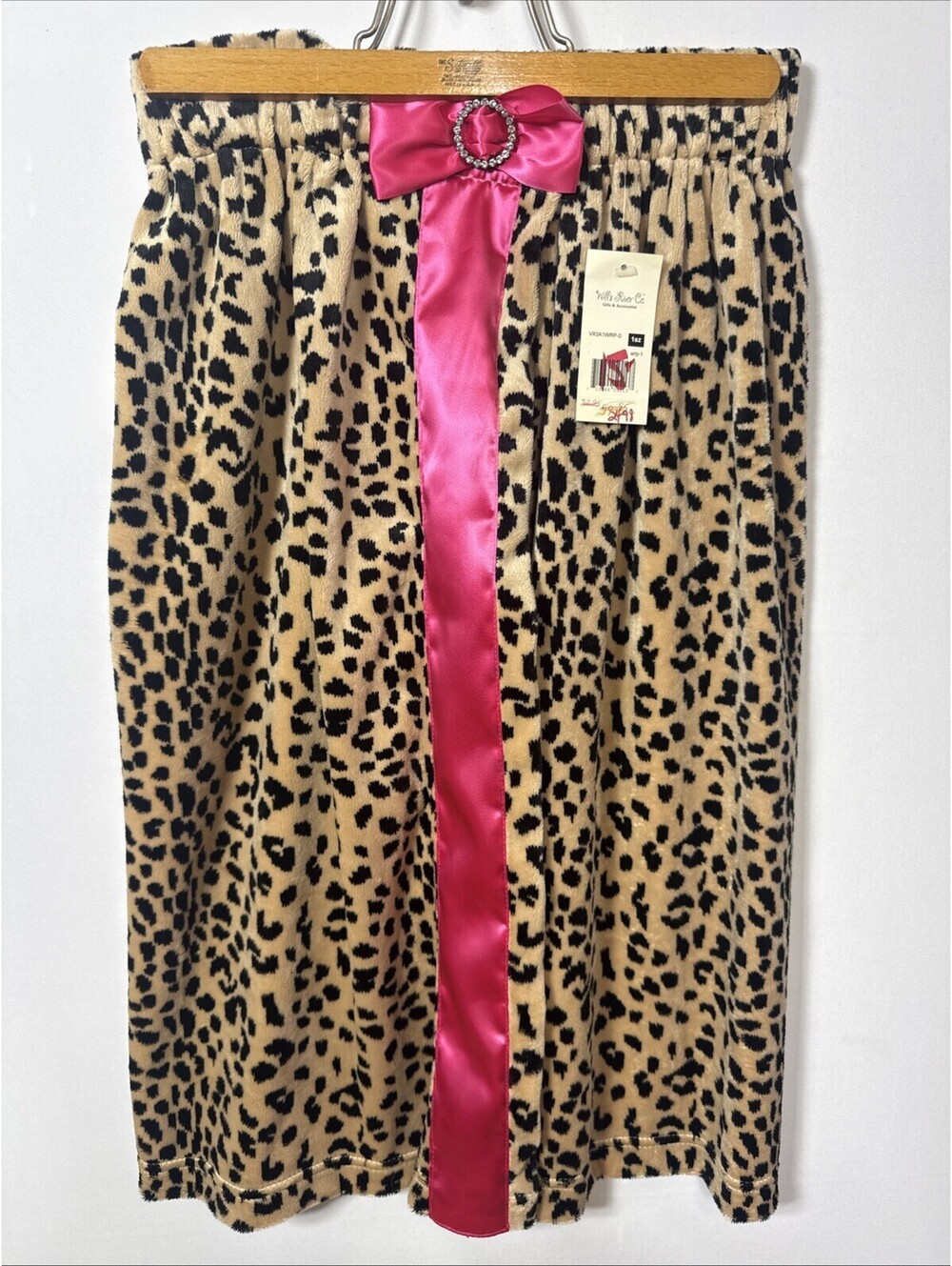 NWT Will’s River Co Leopard Print Spa Bath Towel Wrap Pink Satin Bow Rhinestone